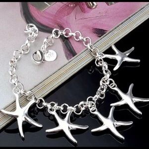 New elegant sterling silver star fish bracelet
